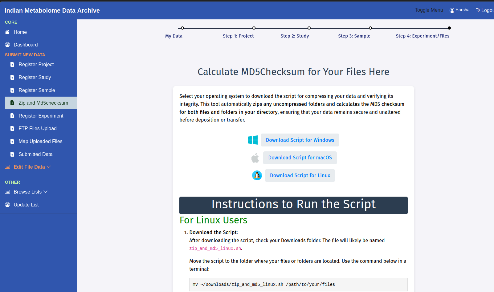 IMDA MD5 checksum page with script downloads and instructions.
